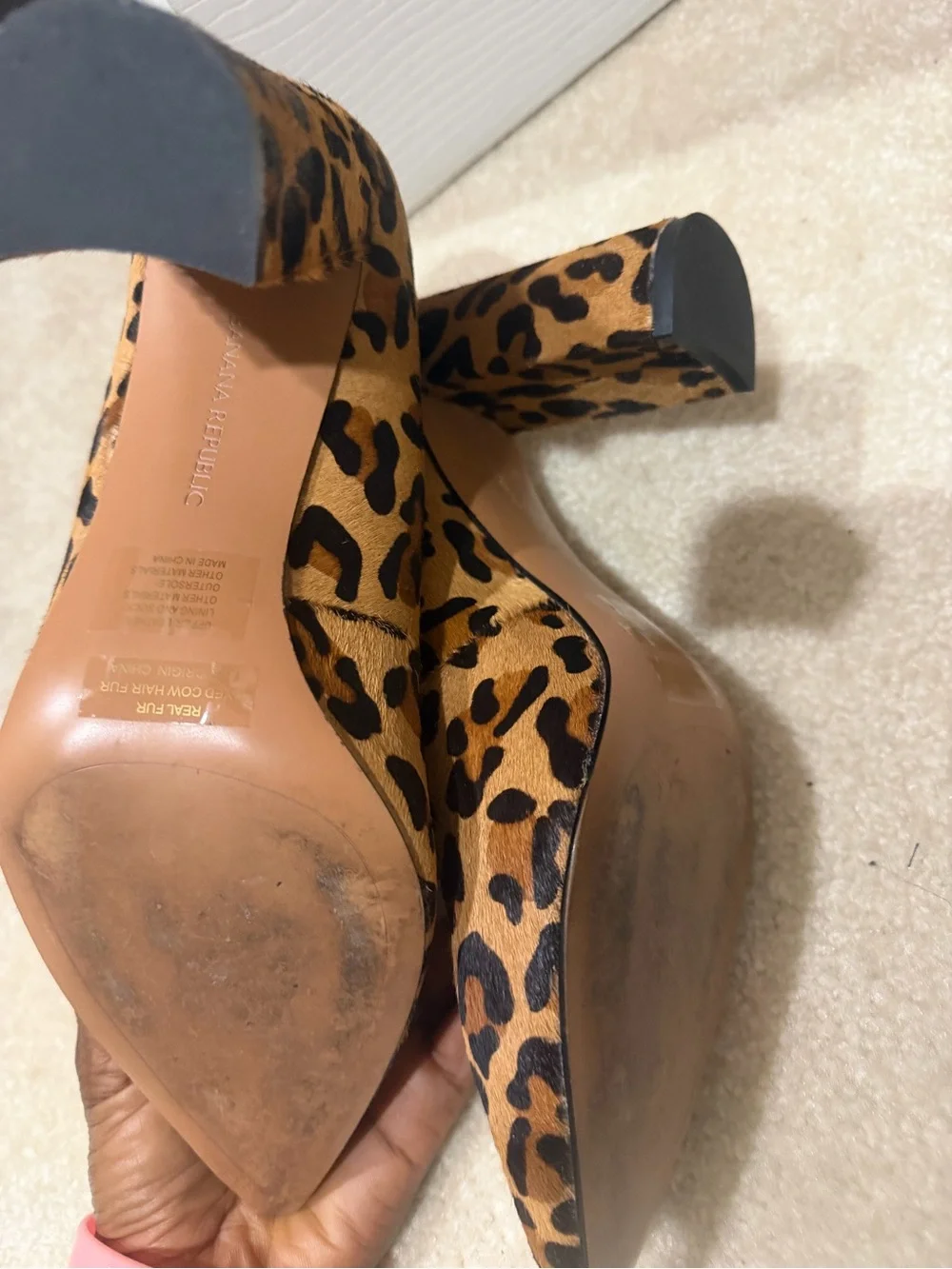 Banana Republic Leopard Print Block Heel Pumps - Brown/Black